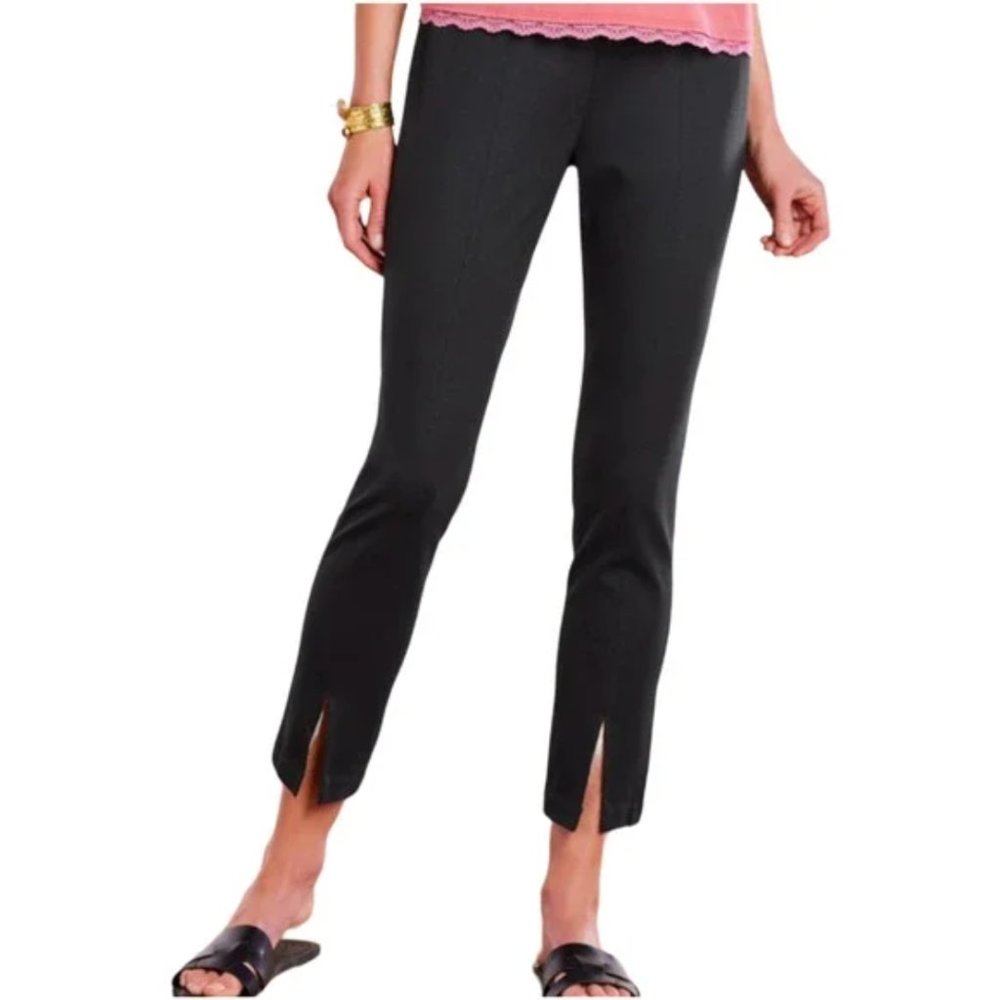 Soft Surroundings Black Lorenza Knit Slit Front High Rise Legging Pants - Large
